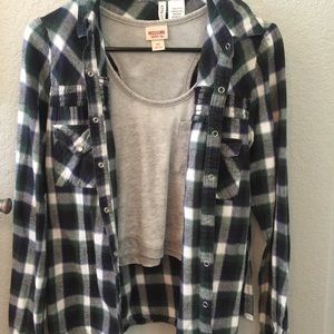 Full Tilt Green & White Plaid Flannel